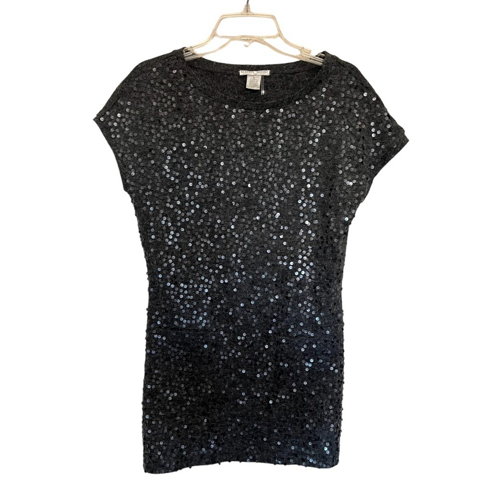 Alberto Makali sparkly black sequins mini sweater dress size medium